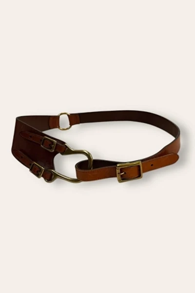 Vintage Ralph Lauren Horse Bit  Brass & Leather Belt Selected By Afterlife Boutique