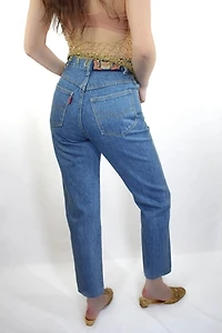 1980s XO Gold Rhinestone Studded High Waisted Jeans Selected By Moons + Junes Vintage