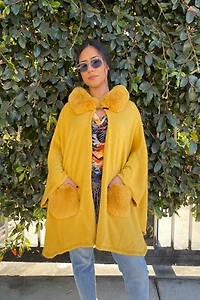 Yellow Cape with Yellow Faux Fur Selected by FernMercantile