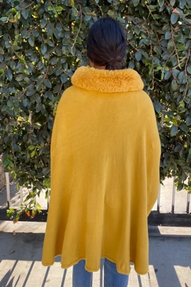 Yellow Cape with Yellow Faux Fur Selected by FernMercantile