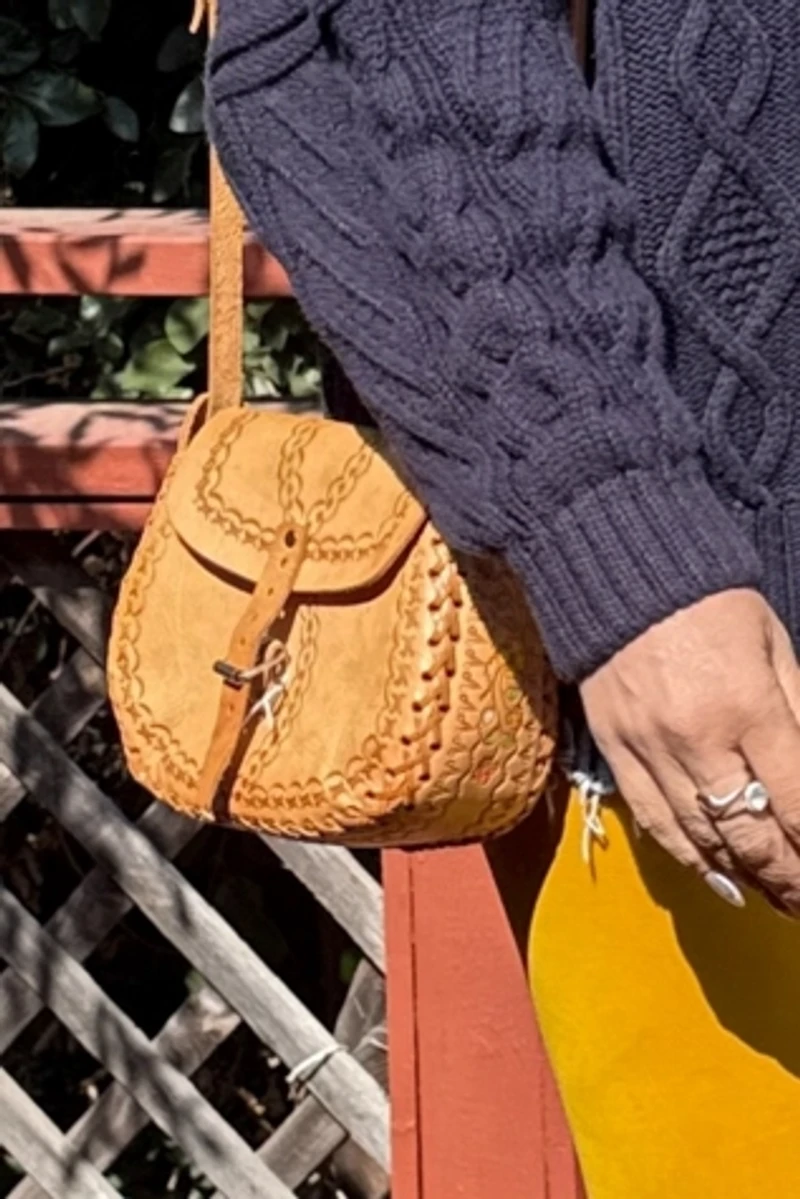 1970s Tooled and Laced Cross Body Purse Selected by Personal Choice
