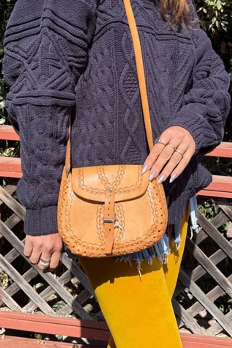 1970s Tooled and Laced Cross Body Purse Selected by Personal Choice