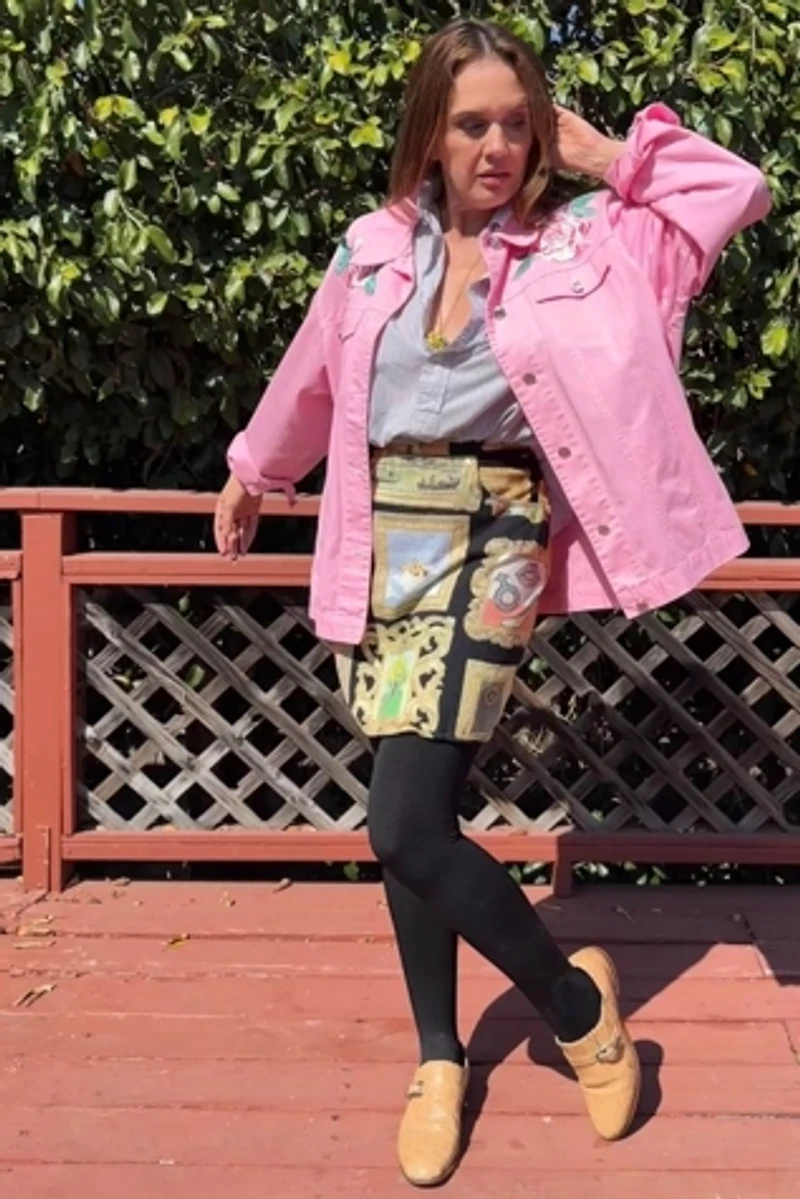 1990s Bob Mackie Oversized Embroidered Jean Jacket Selected by Personal Choice