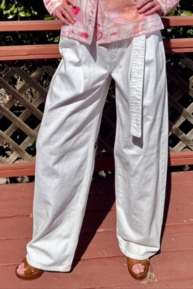Agolde Wide Leg Pleated White Jeans Selected by Personal Choice