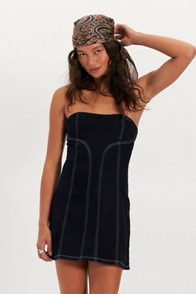 white christmas dresses Shop Liberty 2 In 1 Detachable Denim Blue Midi Dress | Jaded London main image 0