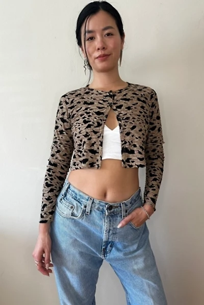 Pleated Knit Animal Print Crop Cardigan Selected by Picky Jane