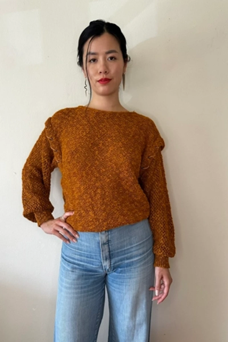 Pumpkin Tone Laced Detail Sweater Selected by Picky Jane