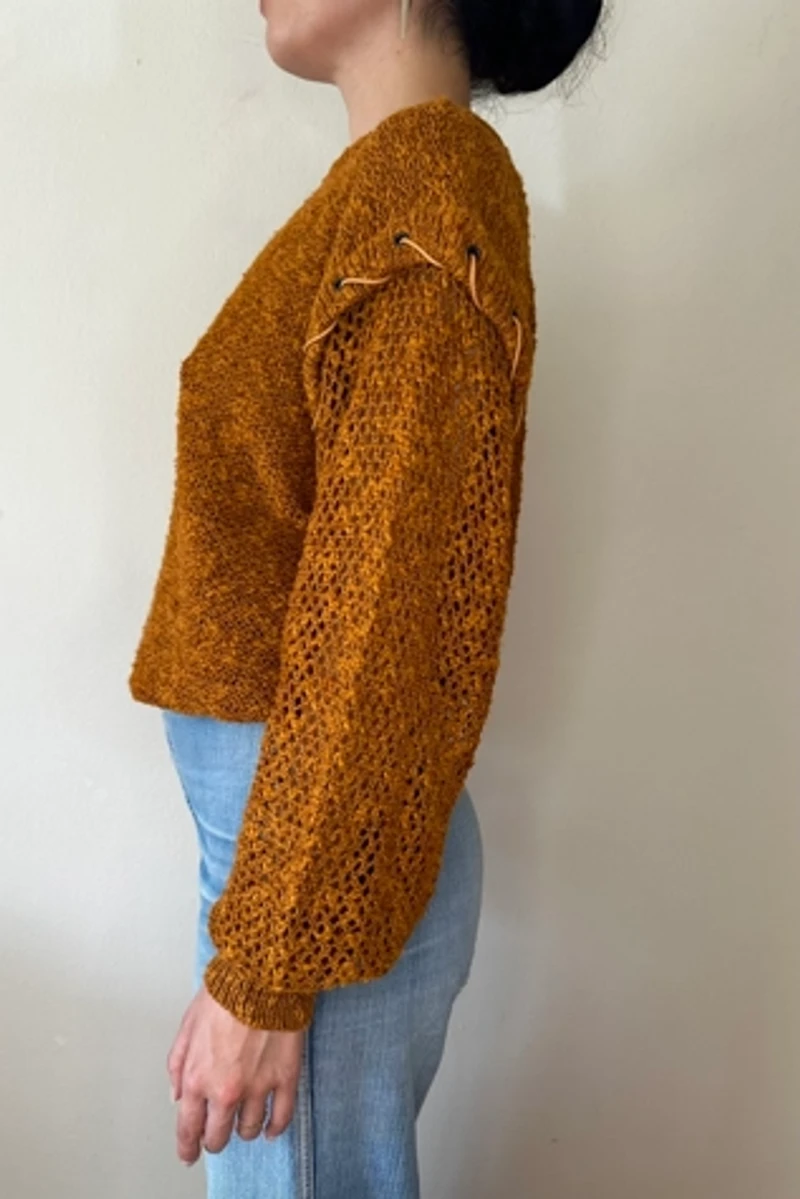 Pumpkin Tone Laced Detail Sweater Selected by Picky Jane