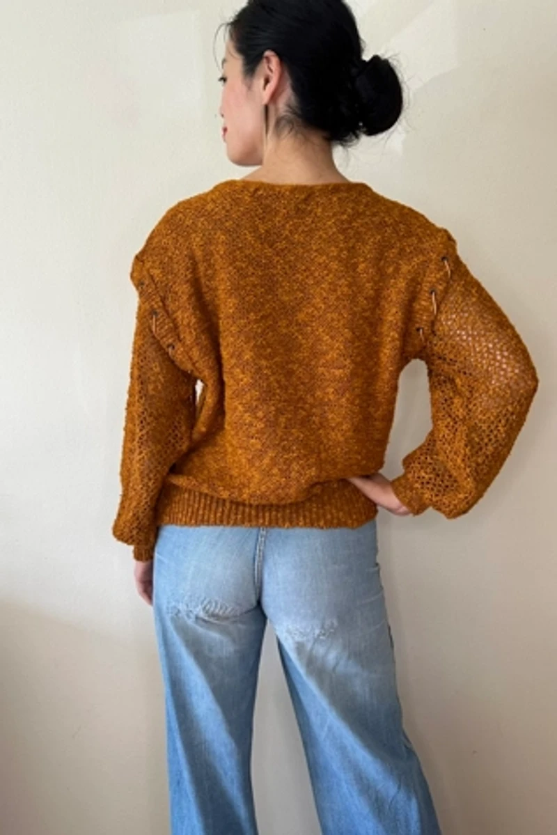 Pumpkin Tone Laced Detail Sweater Selected by Picky Jane