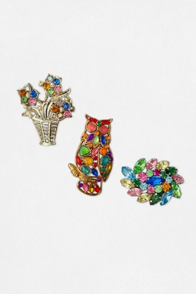 Set of Multicolor 60s Jeweled Rhinestone Brooches Selected by MARMALADE