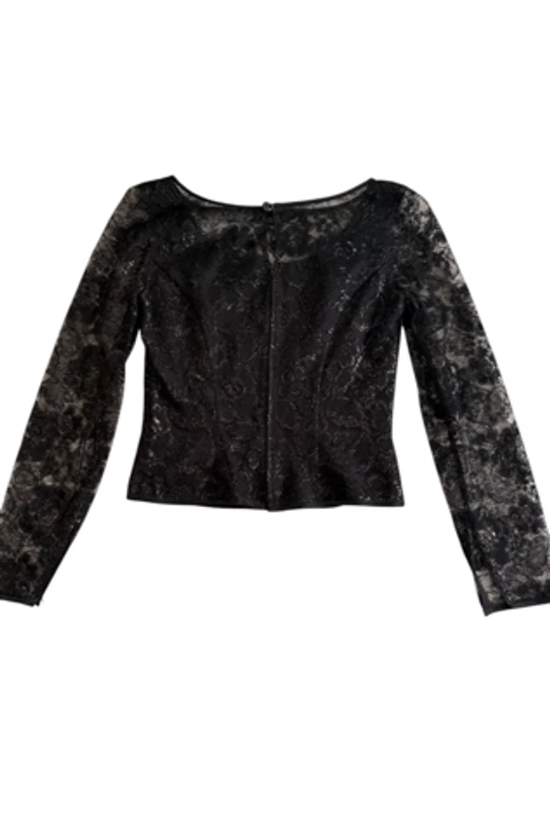 1990s Ungaro Satin Trimmed Metallic Lace Top Selected by Personal Choice