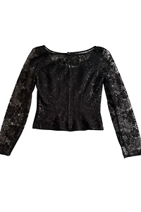 1990s Ungaro Satin Trimmed Metallic Lace Top Selected by Personal Choice