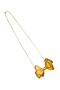 1990s Matte Gold Bow Pendant Necklace Selected by Personal Choice