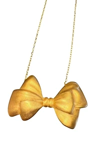 1990s Matte Gold Bow Pendant Necklace Selected by Personal Choice
