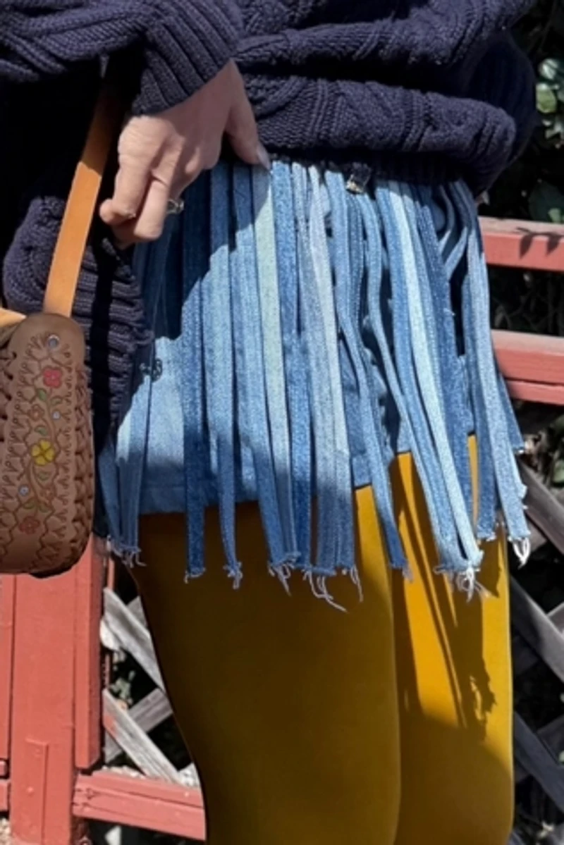 Denim Fringe Jean Shorts Selected by Personal Choice