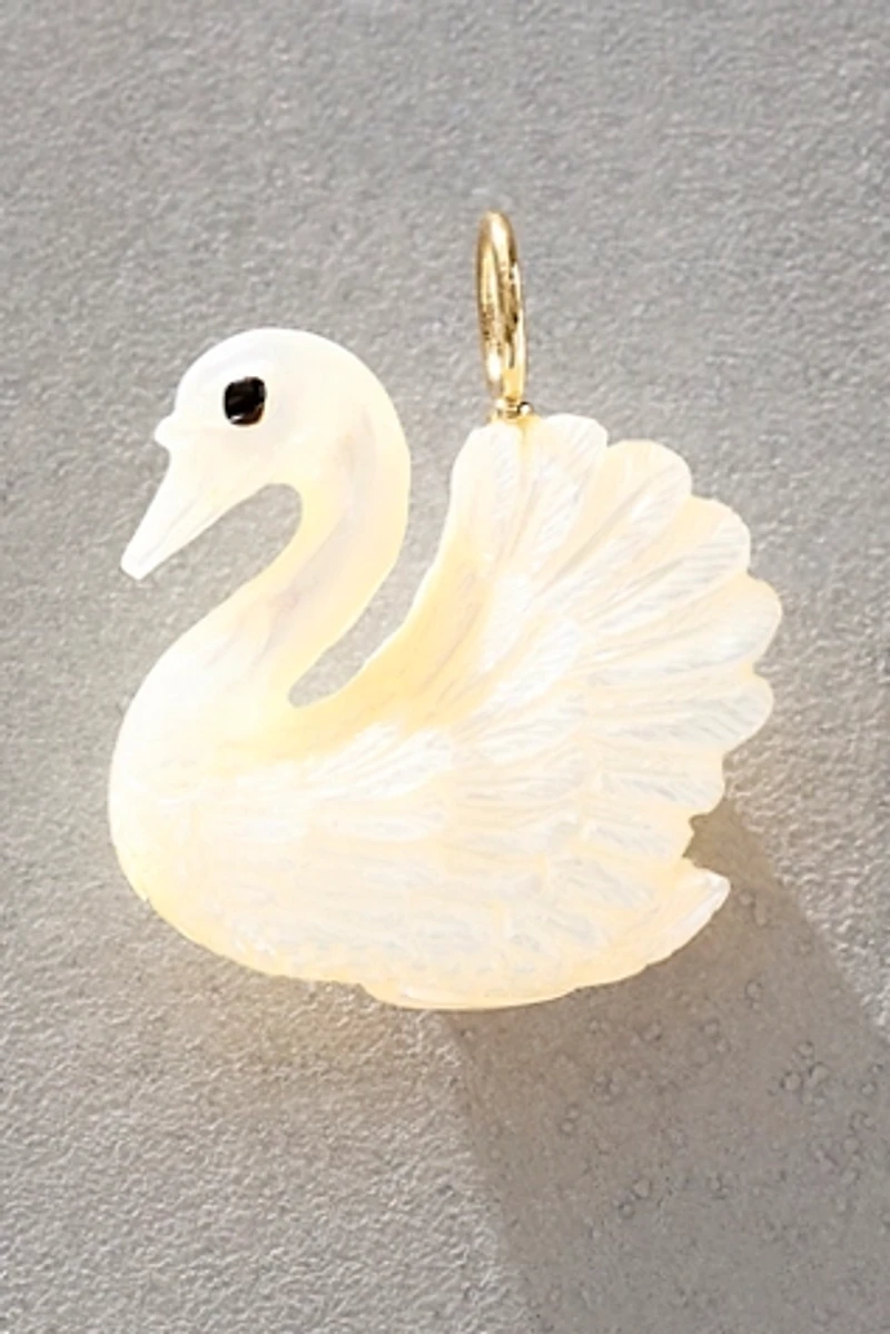 Maura Green Mother Of Pearl Swan Charm