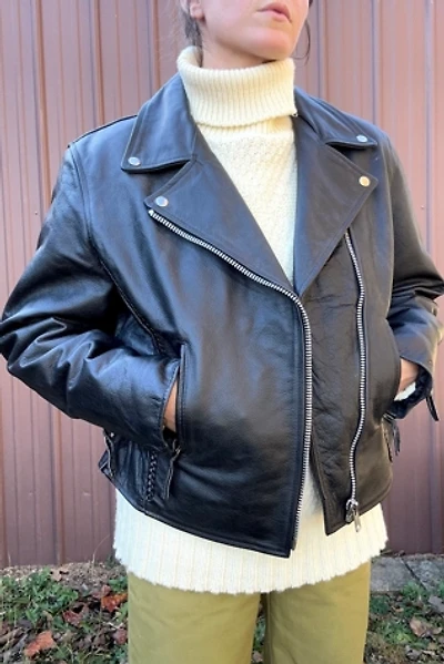 Vintage Ladies Leather Biker Jacket Selected by Grievous Angel Vintage