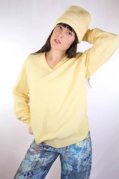 Vintage Butter Yellow Soft Wool Pullover Sweater Selected By Moons + Junes Vintage