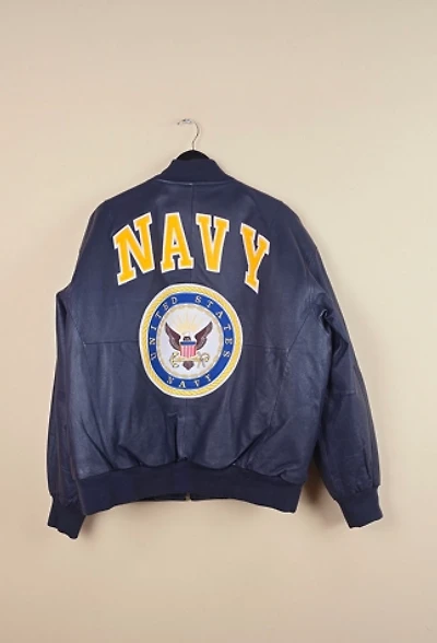 Vintage Michael Hoban US Navy Blue Leather Jacket Selected By The Igala NYC