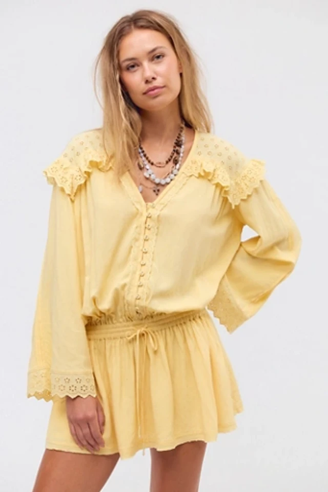 boho mini dress with sleeves Button through Boho Mini Dress in White