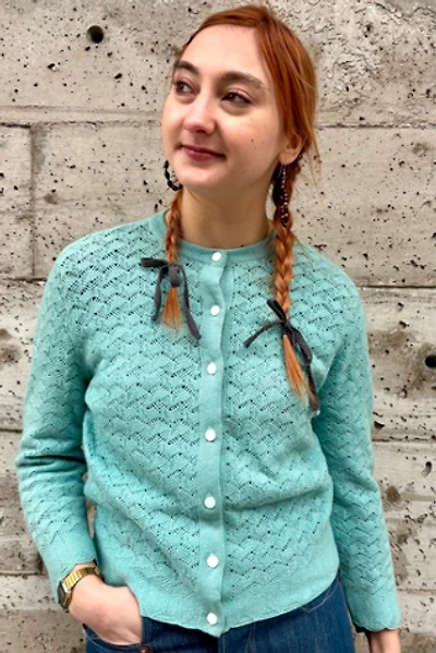 1950’s Cashmere Blue Cardigan Selected by Nomad Vintage