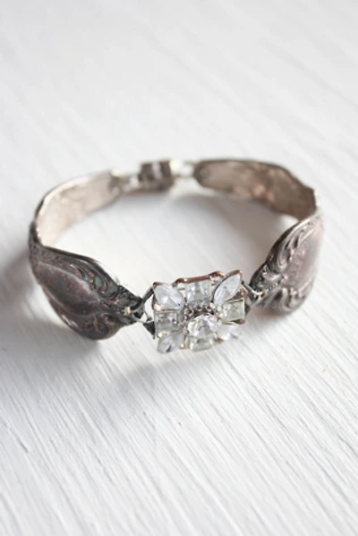 Vintage Rhinestone Silver Spoon Artisan Bracelet Selected By Moons + Junes Vintage