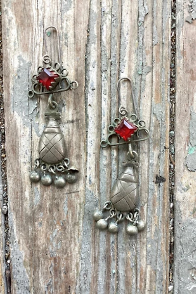 Vintage 1960s Red Stone Moroccan Earrings Selected by Cherry
