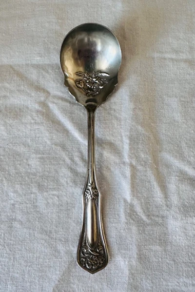 Vintage Silver-Plated Sugar Spoon with Floral Motif Selected by KA.TL.AK