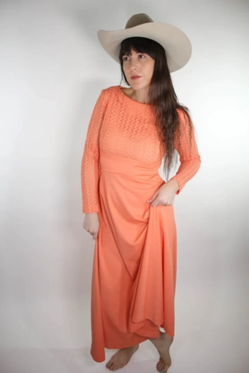 Moons + Junes Vintage 1970s Coral Pointelle Crochet Lace Maxi Dress Selected By Moons + Junes Vintage | Pacific City Moons + Junes Vintage 1970s Coral Pointelle Crochet Lace Maxi Dress Selected By Moons + Junes Vintage | Pacific City
