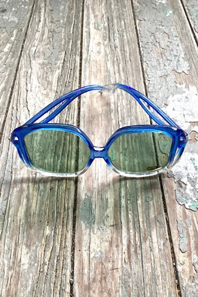 Vintage 1970s Deadstock Oversized Blue Ombre Sunglasses Selected by Cherry