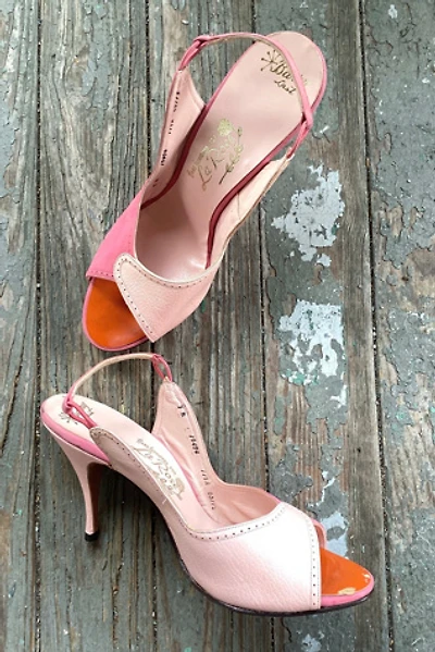 1950s Deadstock Joseph LaRose Two Tone Pink Slingback Heels Selected by Cherry