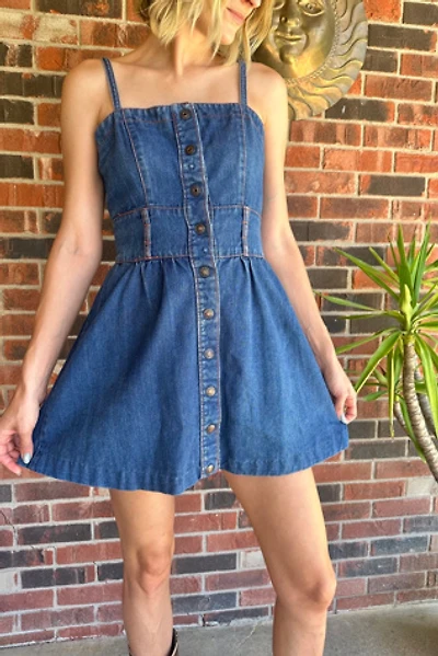 Vintage 1970s Denim Mini Dress Selected by Grievous Angel Vintage