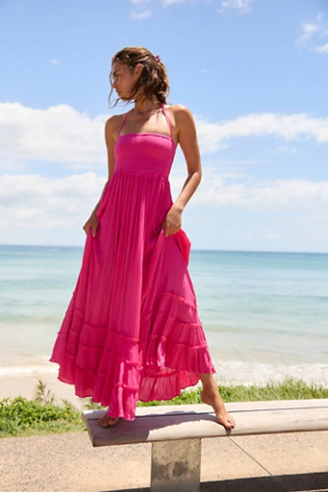 knee length dresses for ladies Josie Off Shoulder Mesh Maxi Dress - Dark Brown main image 1