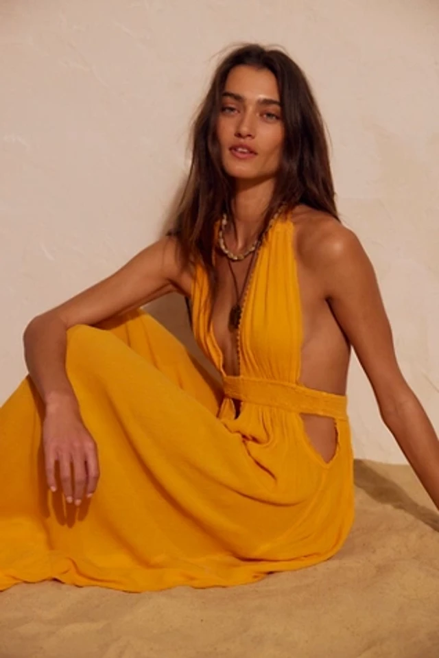 backless maxi dress Darya Hand Beaded Backless Maxi Dress in Butter | Jaded London | Clothing