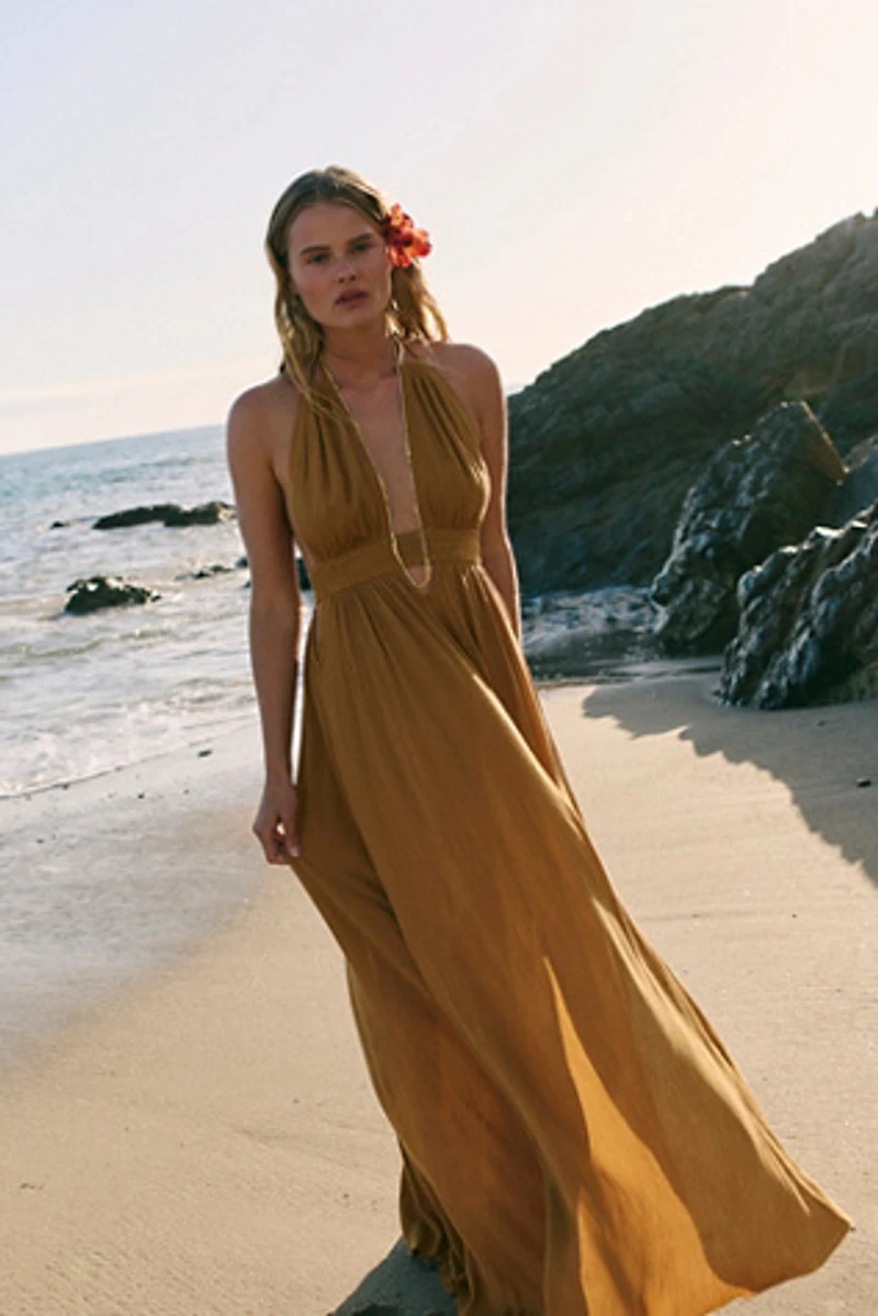 knee length dresses for ladies Eternal Sun Keyhole Bust Maxi Dress Mango