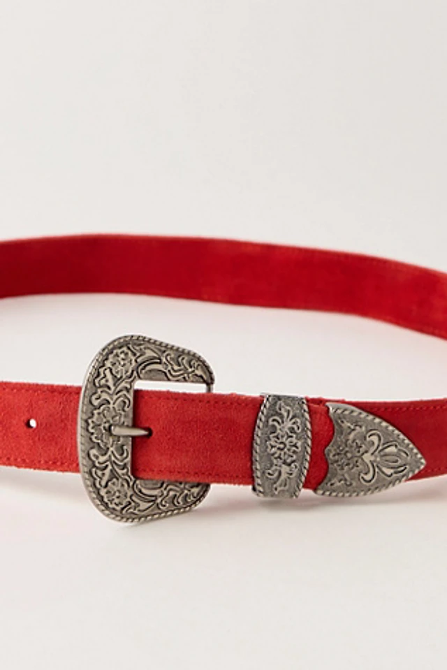 Free People NWT Leather Suede Wide Silver Buckle Paprika Belt size S/M Remi Hip Belt | Free People main image 4