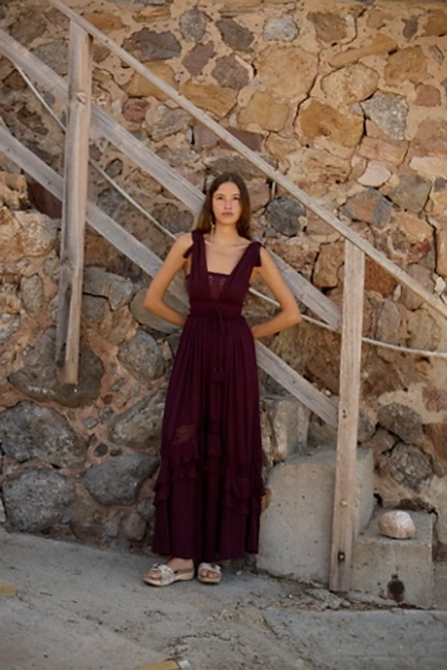 chinese dress ladies LONG DRESS WITH TIE FRONT – Big Drop NYC