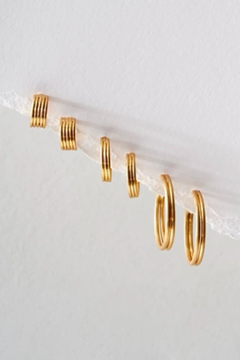 Gold Plated Hoop Earring Set