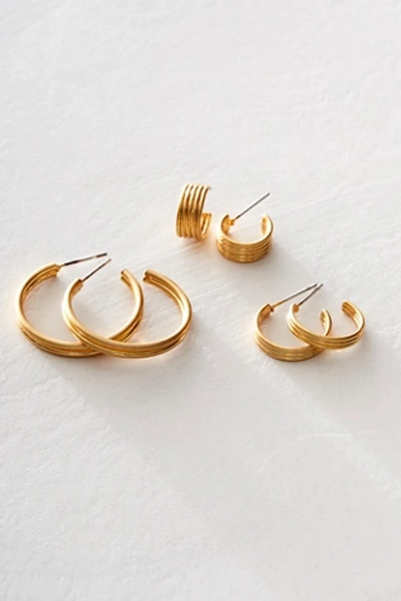 Gold Plated Hoop Earring Set