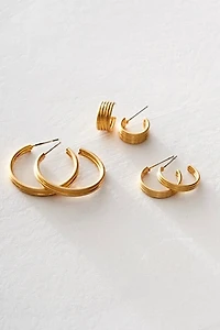 Gold Plated Hoop Earring Set