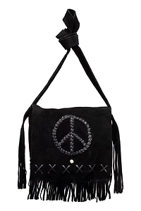 HippieShop Peace Fringe Leather Shoulder Bag