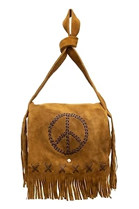 HippieShop Peace Fringe Leather Shoulder Bag