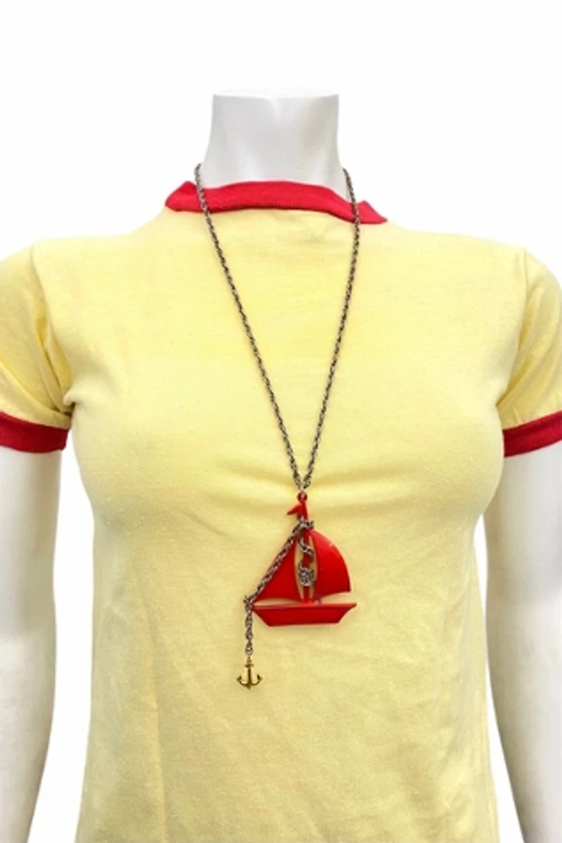 1970s Metal Sailboat Necklace Selected by BusyLady Baca & The Goods