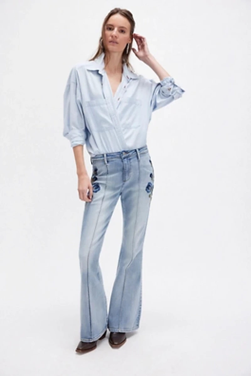 Driftwood Farrah Embroidered Flare Jeans