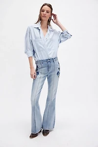 Driftwood Farrah Embroidered Flare Jeans