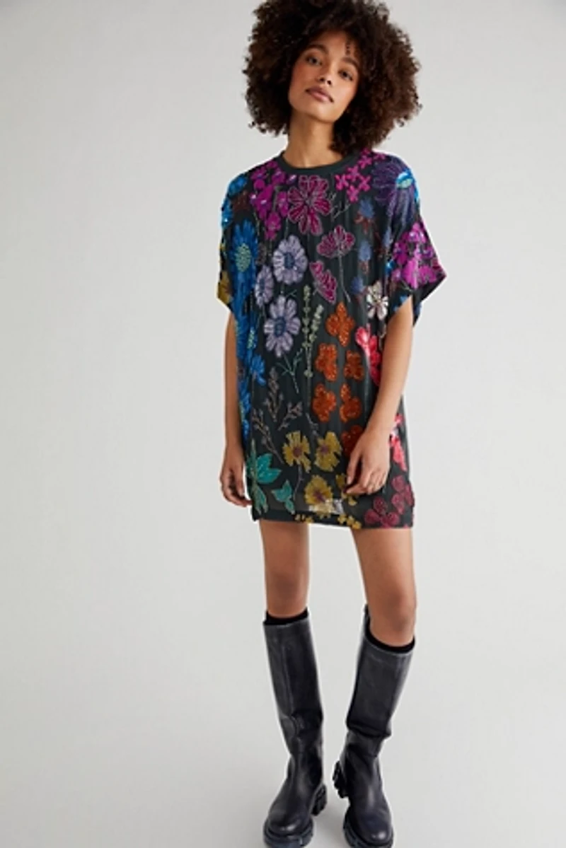 little black dress with mesh sleeves Martinez Long Sleeve Mini Dress Black main image 1