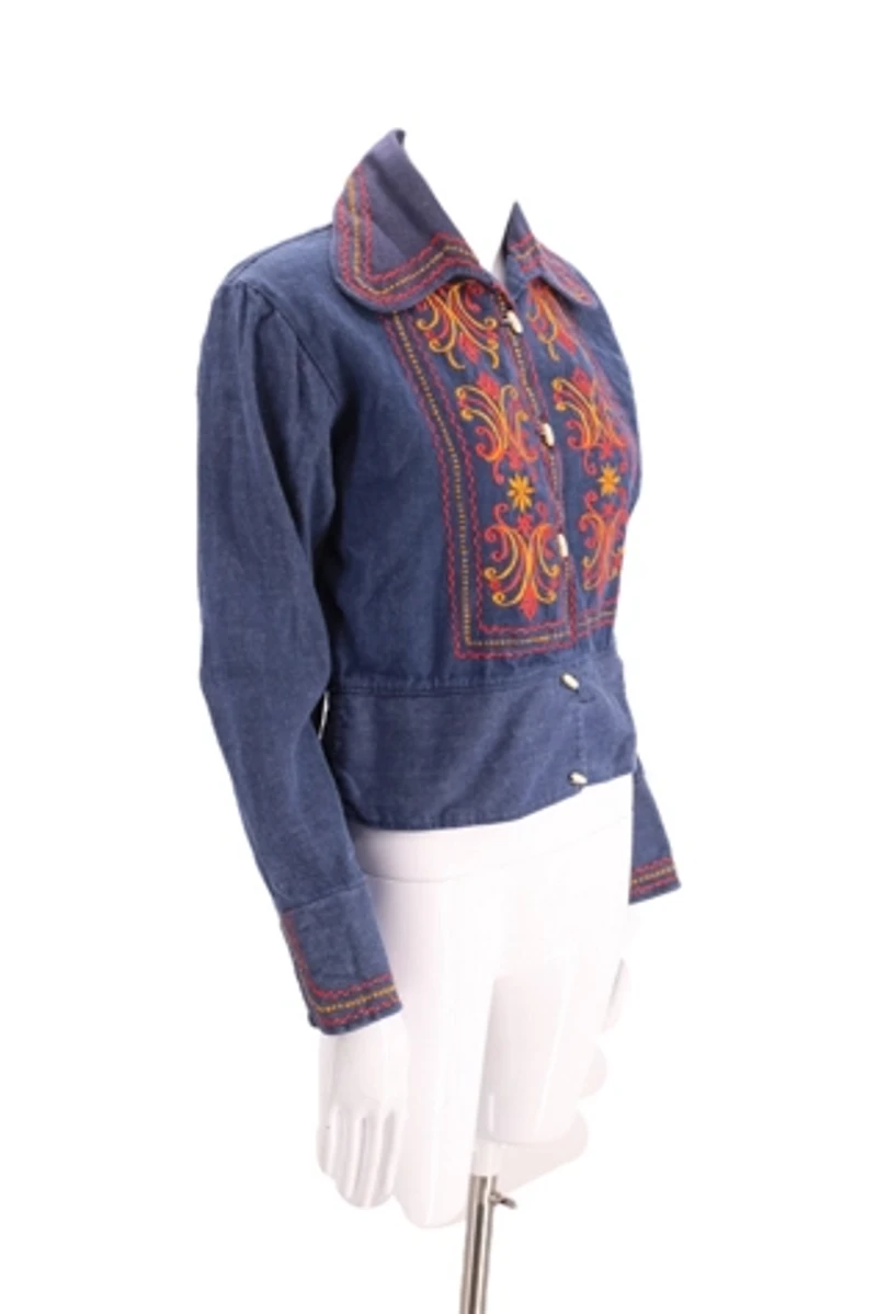 1970s Fire Embroidered Denim Jacket Selected By Ritual Vintage