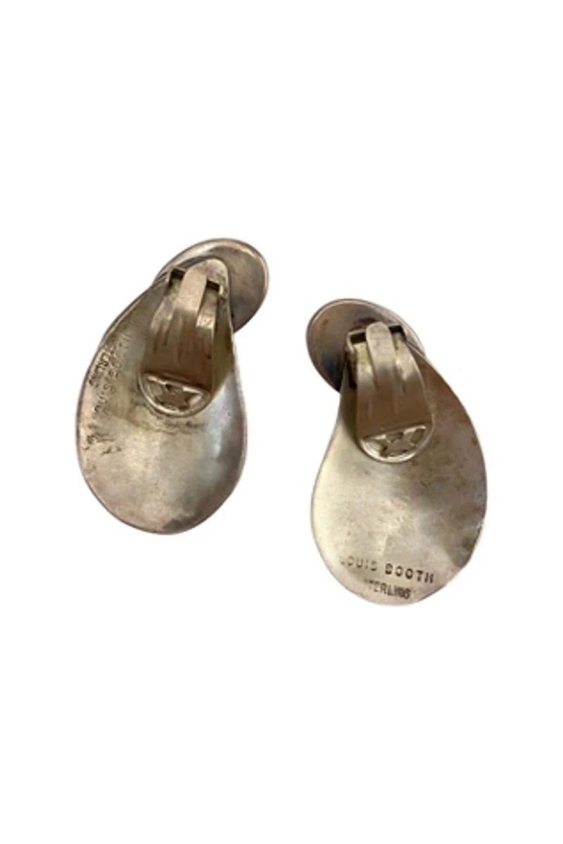 1980s Vintage Sterling Silver & Bone Clip On Earrings Selected by BusyLady Baca & The Goods