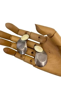 1980s Vintage Sterling Silver & Bone Clip On Earrings Selected by BusyLady Baca & The Goods