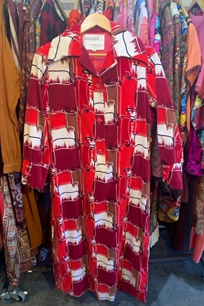 Vintage I. Magnin Velvet Dress With Bold Geometric Pattern Selected by The Curatorial Dept.